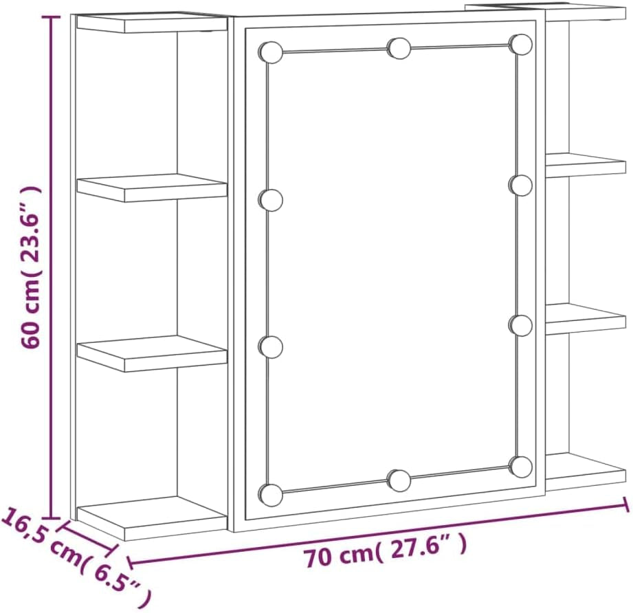 Mirror Cabinet with LED Bathroom Vanity Unit Wall-Mounted Make up Cosmetic Jewellery Dressing Mirror with Storage Shelf White