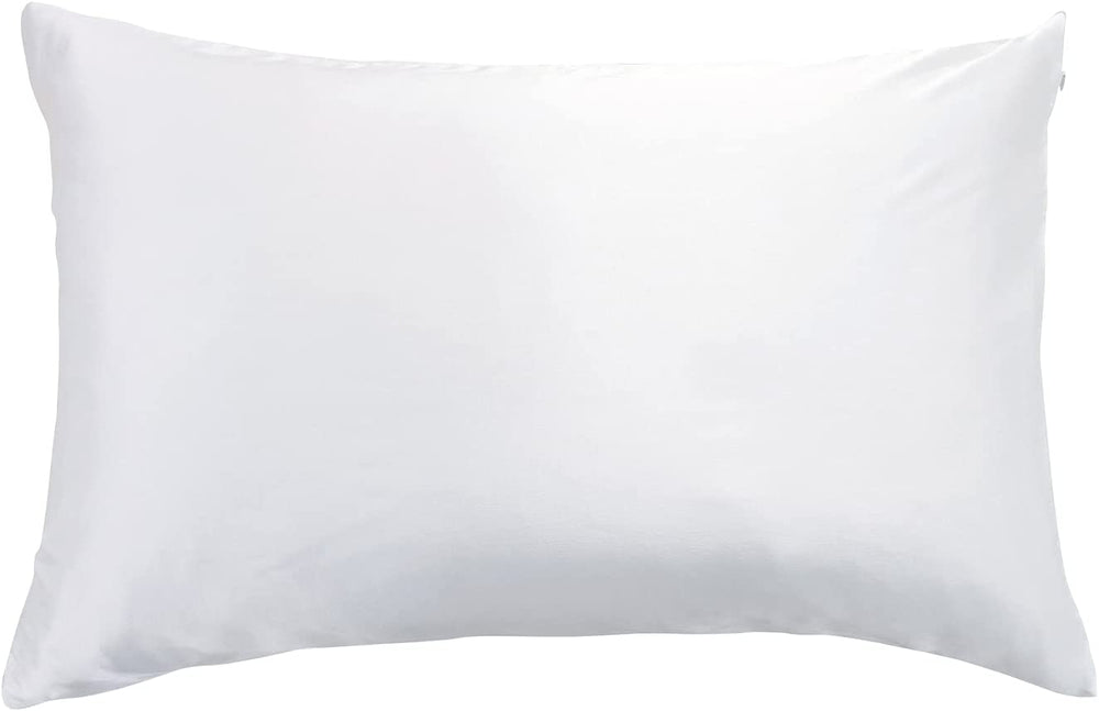 Luxury Pillowcase - 100% Pure Mulberry Silk on Both Sides - Soft anti Wrinkle, Hypoallergenic, Washable Bed Pillowcases - Premium Pillow Cover That Protects Your Hair and Skin - White