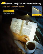 Load image into Gallery viewer, Lightweight Rechargeable 10 LED Amber Book Light for Reading in Bed, Eye-Care Clip-On Reading Light up to 80 Hours, 3 Brightness X 3 Color Modes, Perfect for Bookworms, Kids &amp; Travel
