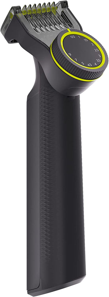 Oneblade Pro Face Shaver Trimmer with Rechargeable 90Min Li-Ion Battery, 1 Hour Charge Time, 14-Length Precision Comb and LED Digital Display, Chrome, QP6530/15