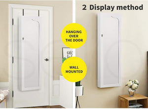 Jewellery Cabinet Full Length Mirror Mirrored Organizer Box Stand White