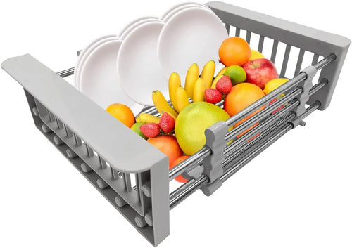 Expandable Dish Drying Rack over Sink, Stainless Steel Kitchen Sink Organiser, Dish Racks & Holders for Kitchen Storage & Organisation, Houseware Accessories for Home Storage & Organisation