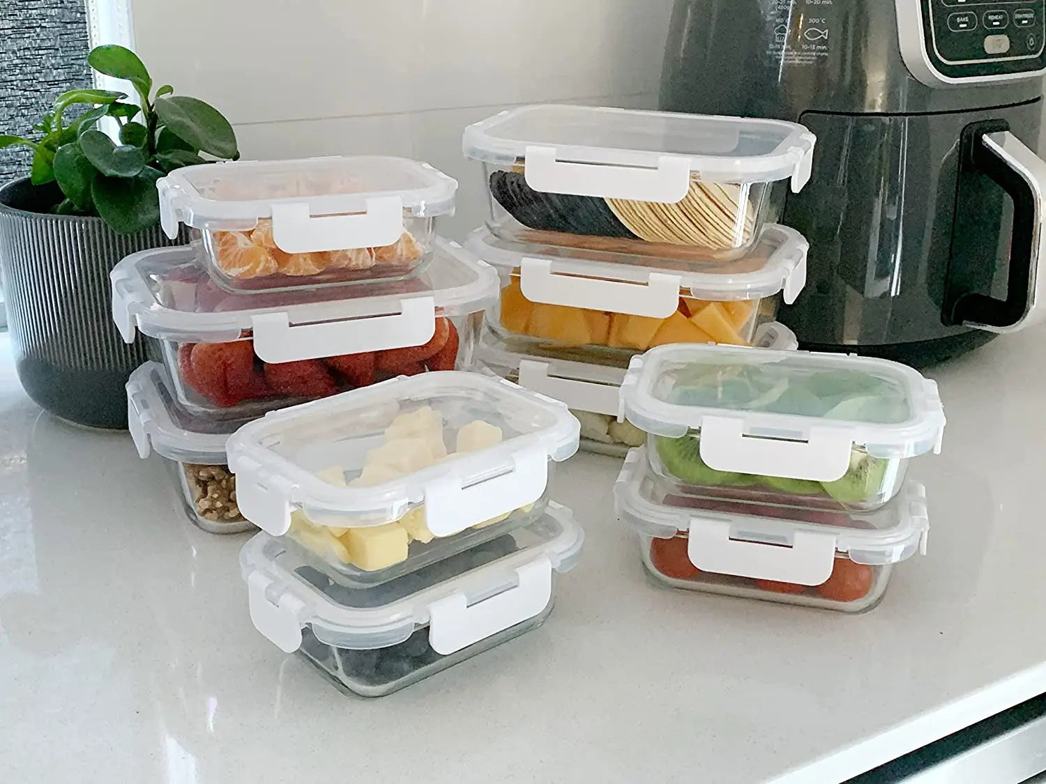 [10 Pack]  Airtight Food Storage Containers Set | Microwave, Oven, Freezer & Dishwasher Safe | Ideal for Fridge, Pantry & Kitchen Organiser | Meal Prep Containers and Lunch Box with 100% Leak-Proof Lids