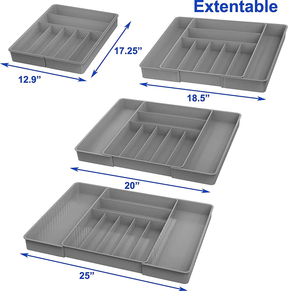Simplehouseware Expandable Kitchen Drawer Flatware Organizer, Grey