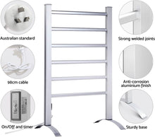 Load image into Gallery viewer, Electric Heated Towel Rail Rails Warmer Rack Aluminium Bar Bathroom
