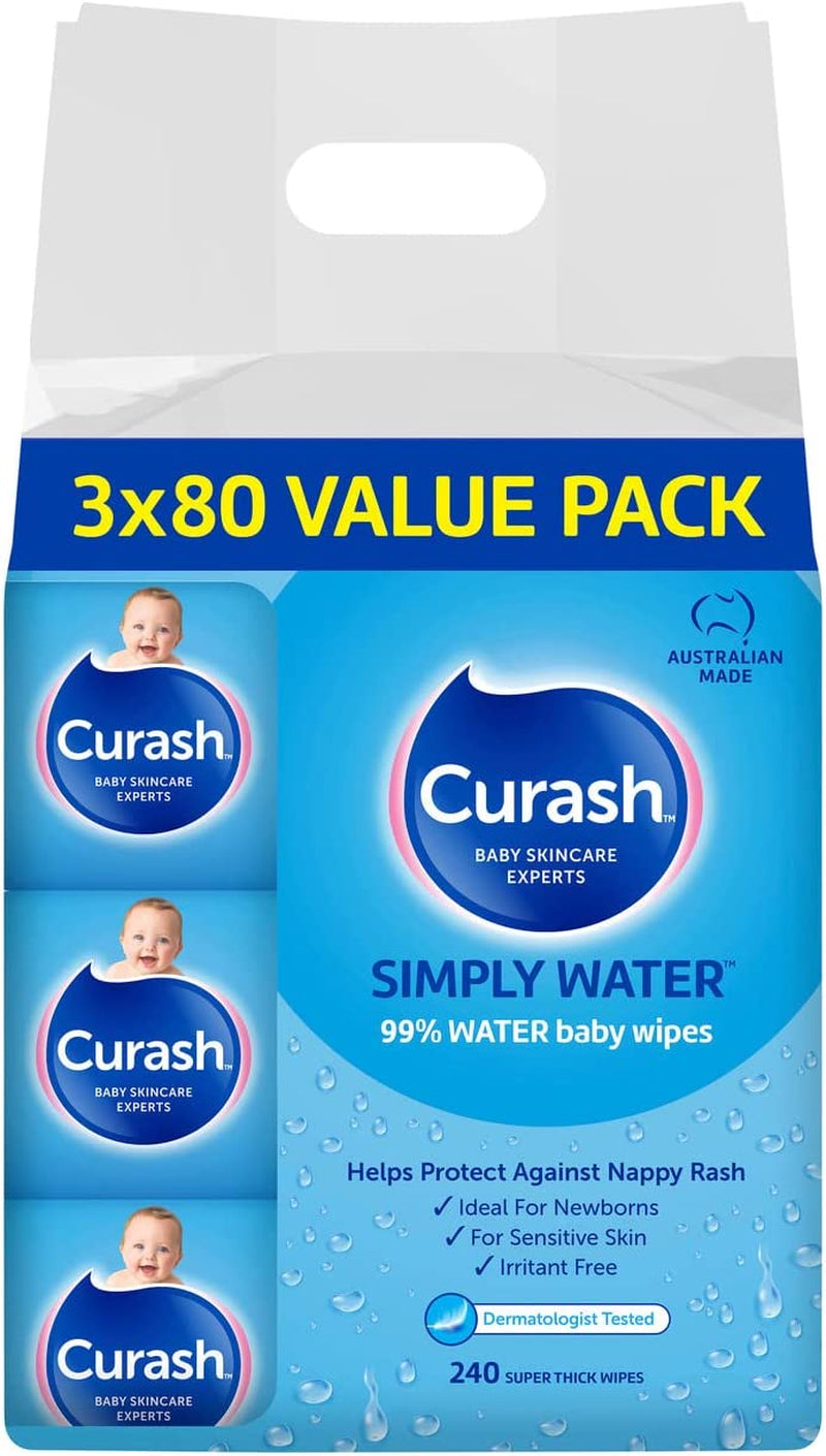 Simply Water Baby Wipes, 3 X 80 Pack (240 Wipes)