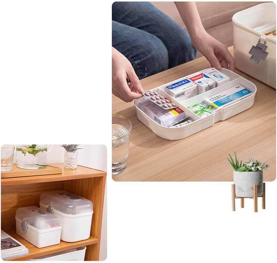 Medicine Organizer Box First Aid Health Emergency Storage Box Large Capacity Medicine Storage Bins with Lid (L)