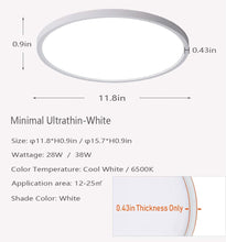 Load image into Gallery viewer, Flush Mount 11.8 Inch Ceiling Light,28W Surface Mount LED Light Fixture,Modern round Ceiling Light for Bedroom Kitchen Balcony Hallway,6000K/Cool White
