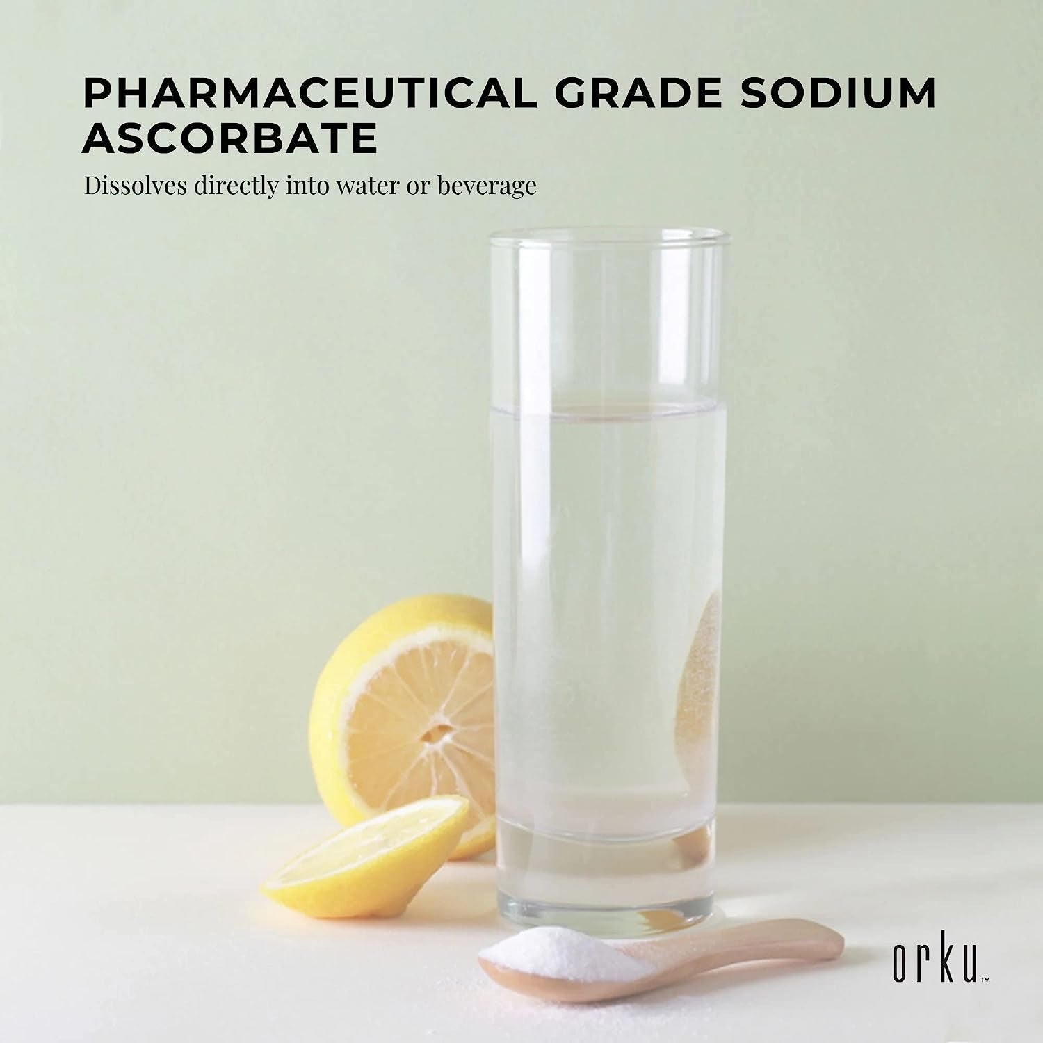 ORKU 400G Sodium Ascorbate Powder - Vitamin C Buffered Pharmaceutical Ascorbic Acid | Immune Vitamins for Immune System Booster and Strong Antioxidant for Making Serum or Adding to Smoothie and Drinks