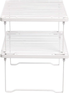 Stackable Metal Kitchen Storage Shelves, Set of 2 - White