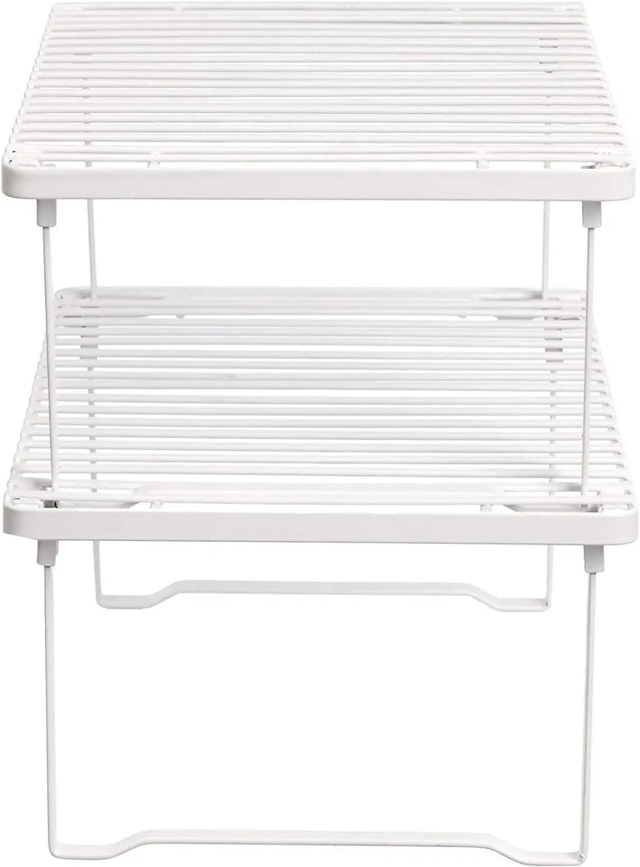 Stackable Metal Kitchen Storage Shelves, Set of 2 - White