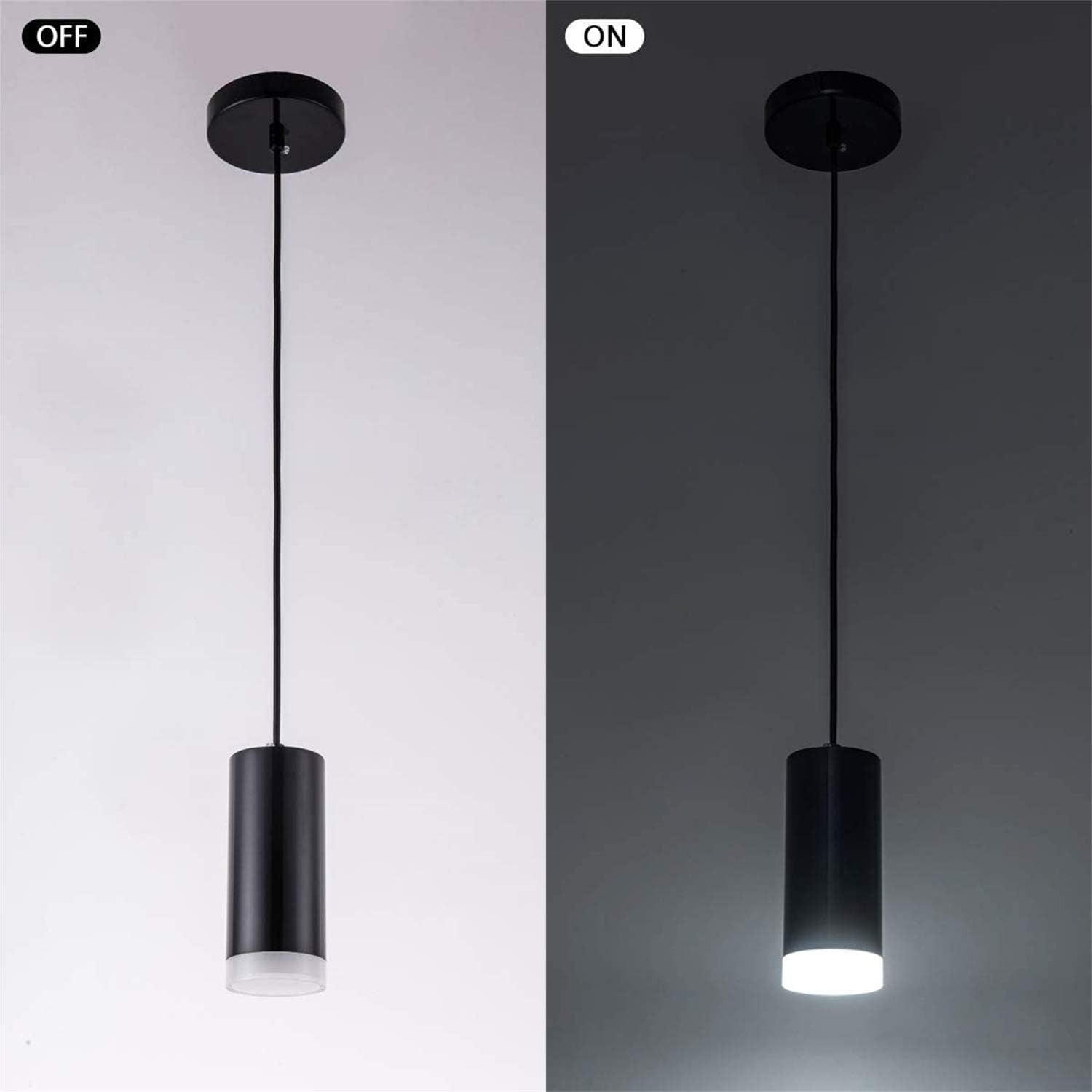 12W Modern LED Cylindrical Acrylic Pendant Lighting Ceiling Spot Lights Downlight Hanging Lamp for Kitchen Island Bar Living Dining Room Light Fixtures - Cold White