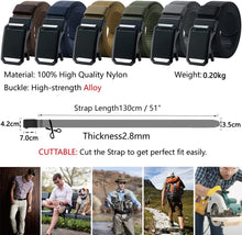 Load image into Gallery viewer, Men&#39;S Belt,  Ratchet Belt for Men Casual, Nylon Jeans Belt with Click Buckle, Breathable Fabric Waist Strap Easy Adjustable Trim to Fit
