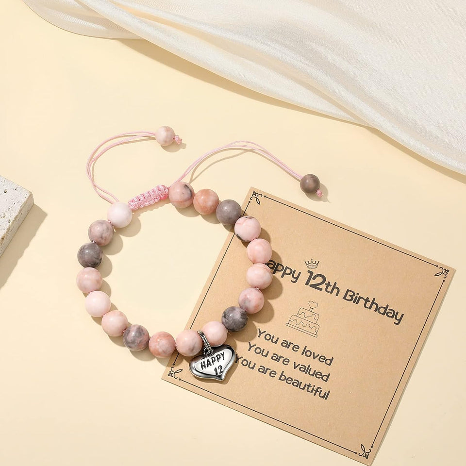 Happy Birthday Gifts for 5-25 Year Old Girls, Birthday Braided Beads Bracelet Gifts for Age 5 to 25 Daughter Granddaughter Niece