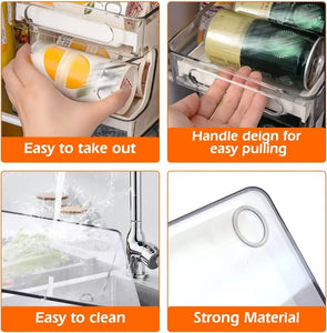 Soda Can Organizer Dispenser for Refrigerator, Clear Plastic Canned Food Pop Beverage Container Holder Storage Bin with Lid for Freezer Rack Pantry Cabinet Cupboard Kitchen-Standard