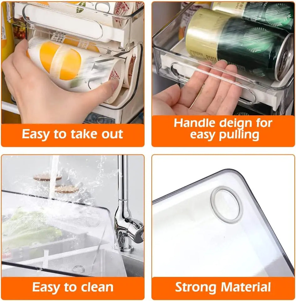 Soda Can Organizer Dispenser for Refrigerator, Clear Plastic Canned Food Pop Beverage Container Holder Storage Bin with Lid for Freezer Rack Pantry Cabinet Cupboard Kitchen-Standard