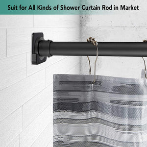Shower Curtain Rod Mount Holder for Wall | Adhesive Shower Rod Tension Retainer | No Drilling | Stick on | 2 Pack, Black (Shower Curtain Rod Not Included)