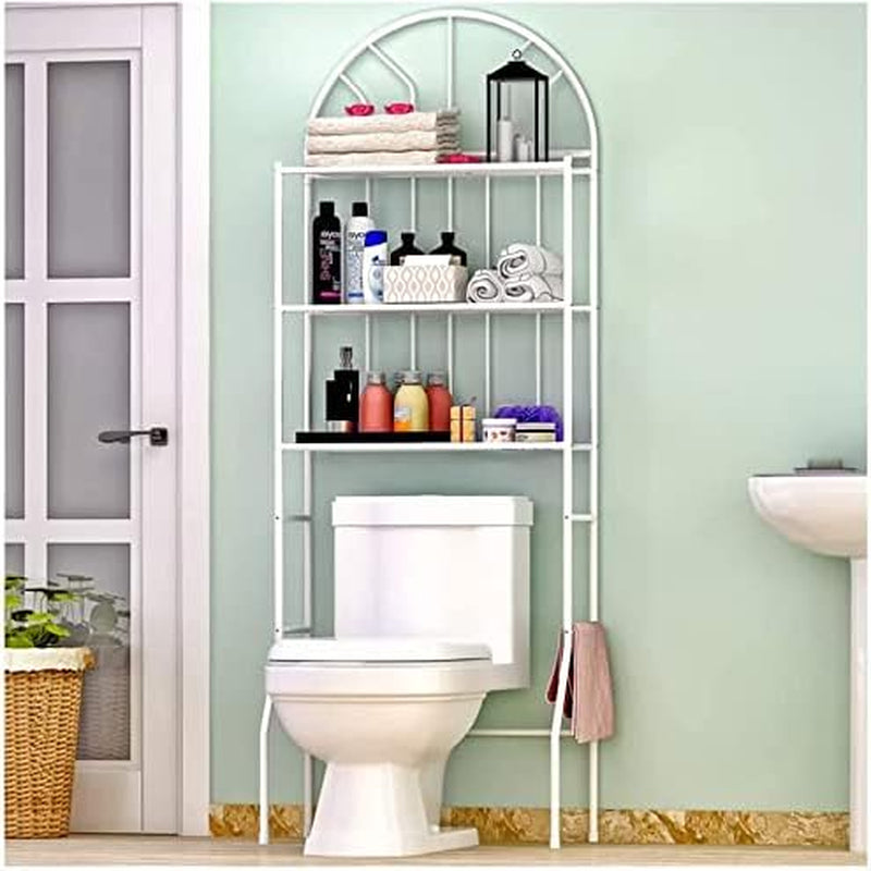 3-Tier over the Toilet Storage Rack, Metal Bathroom Organizer Bathroom Shelf Space Saver (White)