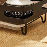 Sink Caddy Sponge 4 in 1 Holder Brush Soap Dishcloth Holder with Drain Pan, Waterproof Freestanding and Wall-Mounted Sponge Holder Kitchen Sink Organiser with Rustproof in Black