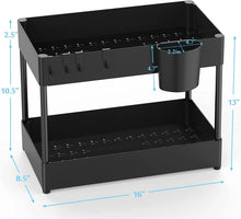 Load image into Gallery viewer, Under Sink Storage Organizer, Multi-Purpose 2-Tier Bathroom Kitchen Organizer Shelf, under Cabinet Shelves with Hooks Hanging Cups
