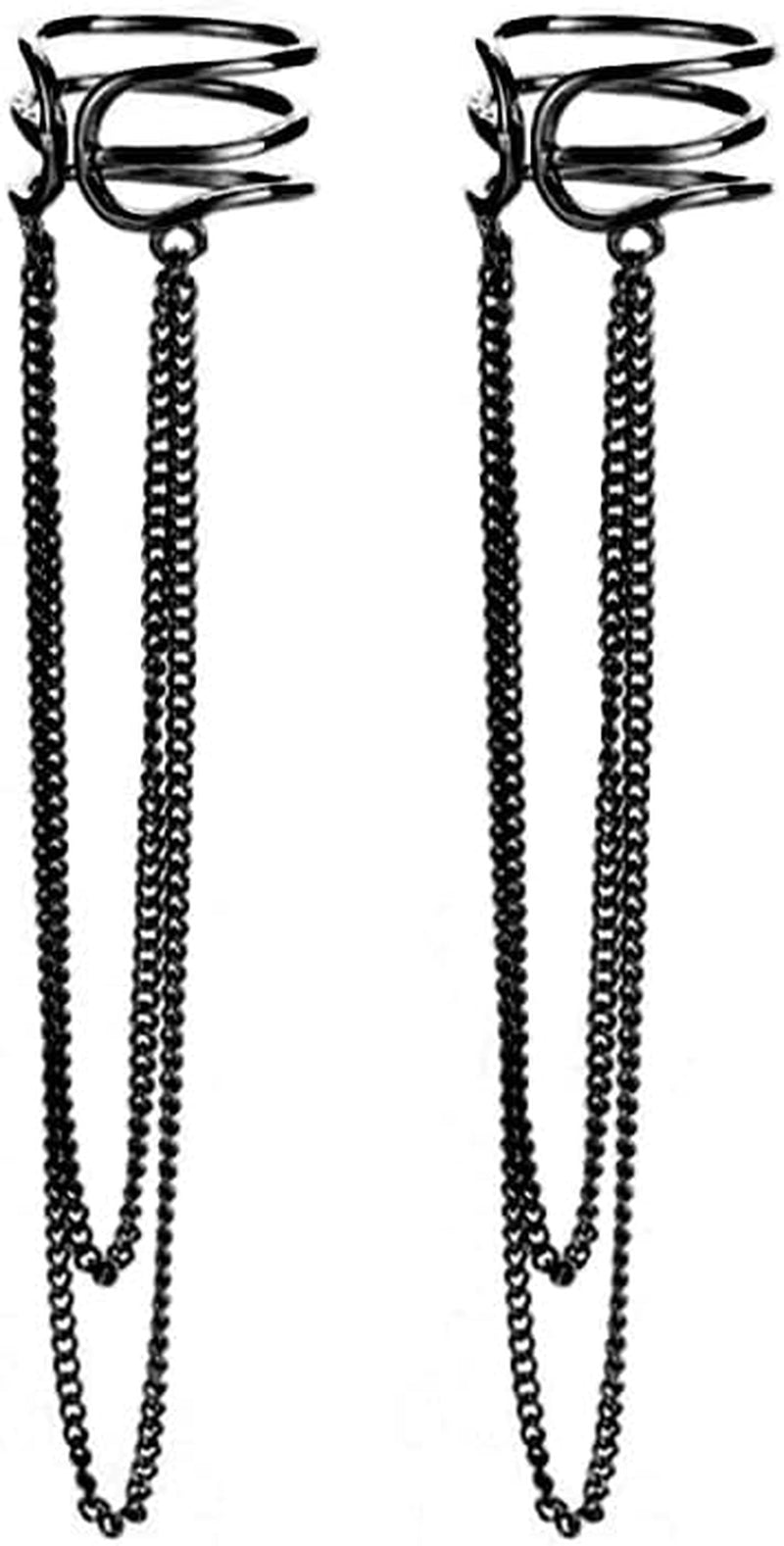 925 Sterling Silver No Piercing Cuff Earrings Chain for Women Teen Girls Wrap Earrings Tassel Clip on Ear