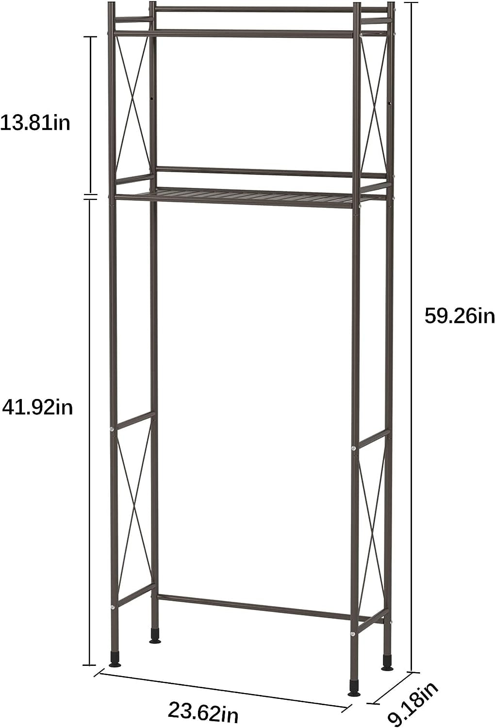 over the Toilet Storage Shelf, 2-Tier Bathroom Organizer Space Saver, Free-Standing above Toilet Rack Metal Bathroom Shelves (Brown, 2 Tier)