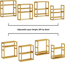 Load image into Gallery viewer, Bathroom Shelves for Storage Bamboo Adjustable 3 Tiers Plant Shelf over the Toilet Storage with Hanging Rod
