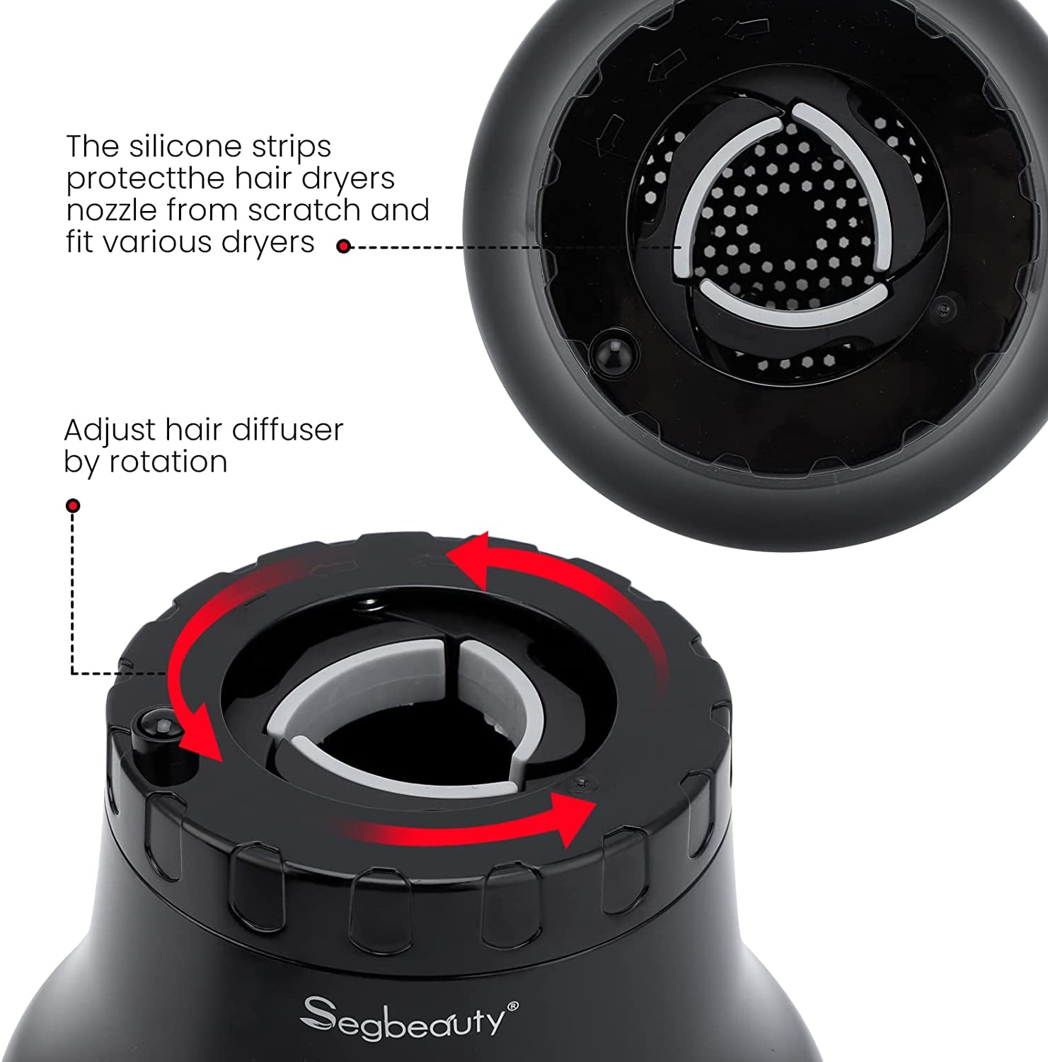 Universal Curly Hair Diffuser, Adaptable Hair Diffuser Attachment for Hair Salon Quality Hairstyling Tool Hair-Protective Frizz-Free Fast-Drying for Dryers with 1.58 to 2.48 Inches Nozzle