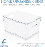 Clear Pantry Organiser Bins (2 Pack) Plastic Pantry Storage Bins | Bathroom Organiser Storage | Freezer Fridge Organiser & Storage Containers | Laundry, Kitchen, Garage & Medicine Organisation
