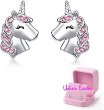 Load image into Gallery viewer, Pink Unicorn Stud Earrings Girls Cute Unicorn Earring Sparkling with Zircon for Little Girls Kids Jewelry Birthday Party
