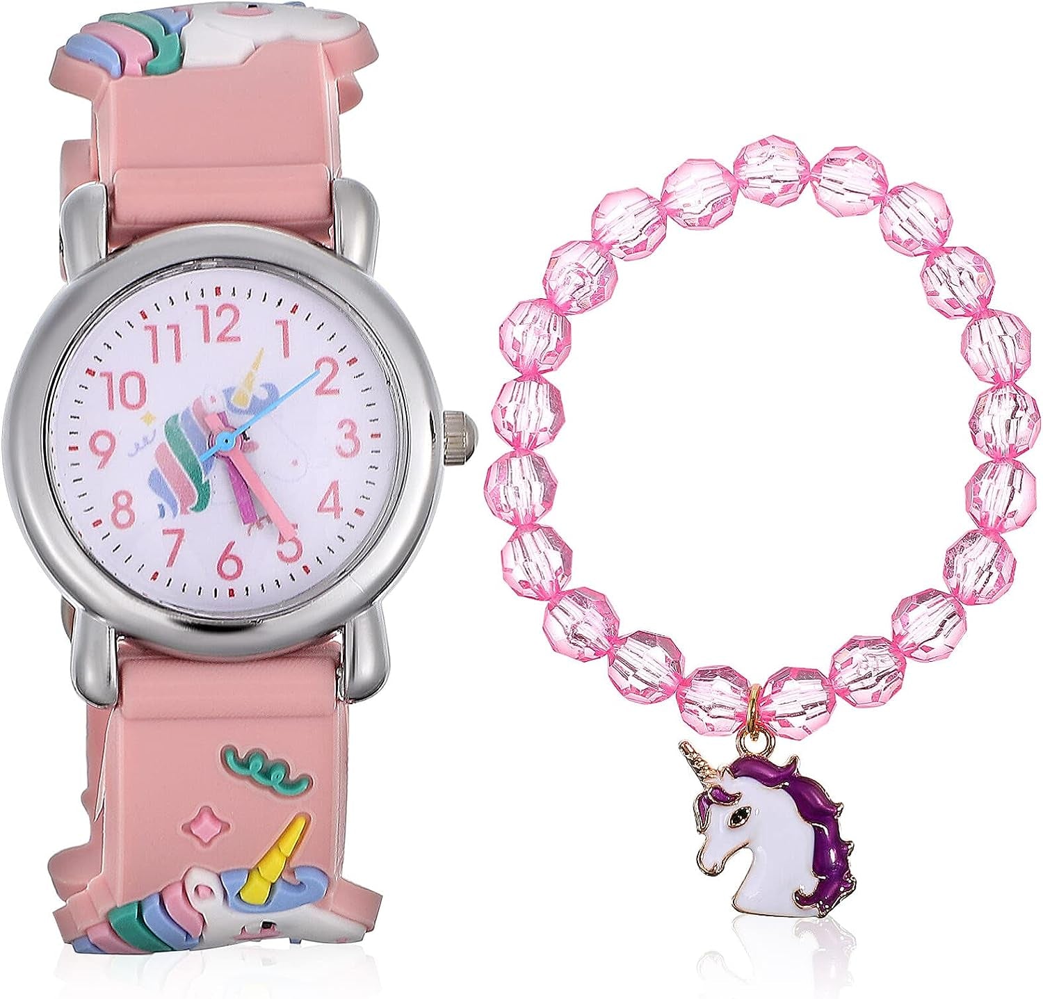 Unicorn Watch 1 Sets Bright Color Cartoon Lovely Children Watch with Bracelet Unicorn Watch for Kids