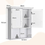 Bathroom Wall Cabinet, 2-Door Wall Mount Cabinet W/Hanging Design, Wooden Medicine Cabinet W/Adjustable Built-In Shelf, Kitchen/Laundry Storage Cupboard with Ample Storage Space (Gray/White)
