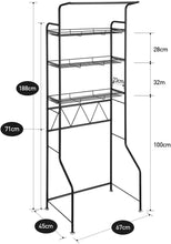 Load image into Gallery viewer, 3-Tier over Toilet Washing Machine Shelf Steel Freestanding Bathroom Rack Laundry Shelf Storage Organizer
