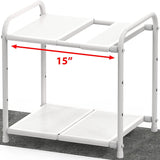 Simplehouseware under Sink 2 Tier Expandable Shelf Organizer Rack, White (Expand from 38 to 63.5 Cm)