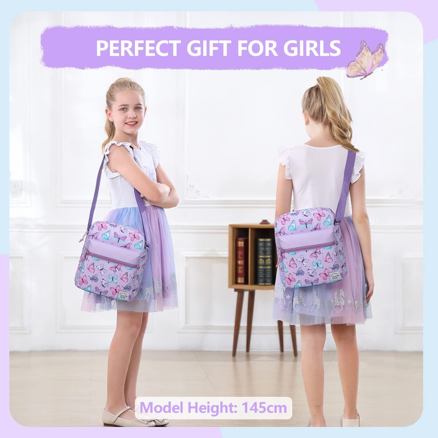 Messenger Bag for Girls, Lightweight Small Women Crossbody Bag Purse Preteen/Teen Little Kids Shoulder Bag