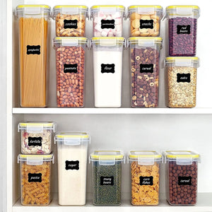 Pantry Storage Containers Set of 8, Airtight Food Storage Container, Clear Plastic Kitchen Canisters with Lids, Stackable Kitchen Space Saving Organiser for Flour, Sugar,Snack - Clear