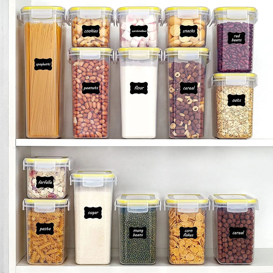 Pantry Storage Containers Set of 8, Airtight Food Storage Container, Clear Plastic Kitchen Canisters with Lids, Stackable Kitchen Space Saving Organiser for Flour, Sugar,Snack - Clear