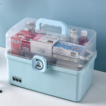 Load image into Gallery viewer, Household Medical Kit Portable Medicine Box Storage Locked Organizer Fold Organiser Blue 34X21.5CM
