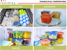 Load image into Gallery viewer, Glass Baby Food Storage Containers with Lids | Set of 12 | 5 oz Glass Food Containers, Freezer Storage, Reusable, Microwave &amp; Dishwasher Safe
