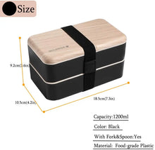 Load image into Gallery viewer, Original Bento Box Lunch Boxes Container Bundle Divider Japanese Style with Stainless Steel Utensils Spoon and Fork
