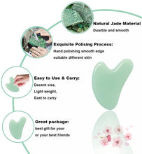 Load image into Gallery viewer, Gua Sha Tool, Jade Stone Guasha Massage Scraping, Guasha Board for Facial and Body Skin Massage. Gua Sha Tool for Toxins/Prevents Wrinkles for Spa Acupuncture Therapy Trigger Point Treatment.
