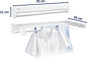 Telegant Wall Dryer, Foldable Outdoor and Indoor Drying Rack, Wall Mounted Clothesline, Space Saving Laundry Drier for Clothes, Towels (Colour: White) 3.6 M 83201-6