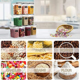 Pantry Storage Containers Set of 8, Airtight Food Storage Container, Clear Plastic Kitchen Canisters with Lids, Stackable Kitchen Space Saving Organiser for Flour, Sugar,Snack - Clear