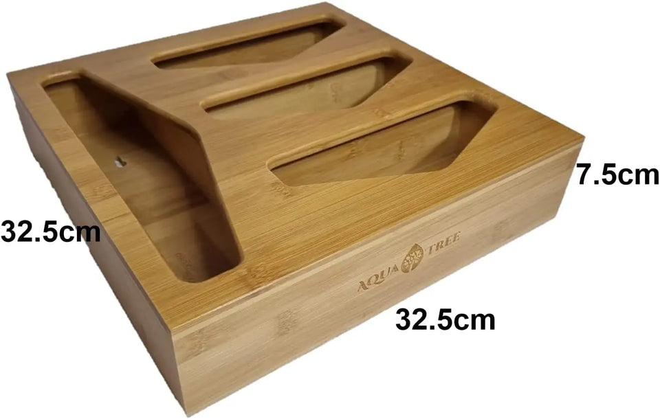Ziplock Bag Storage Organiser Holder (Natural Bamboo)