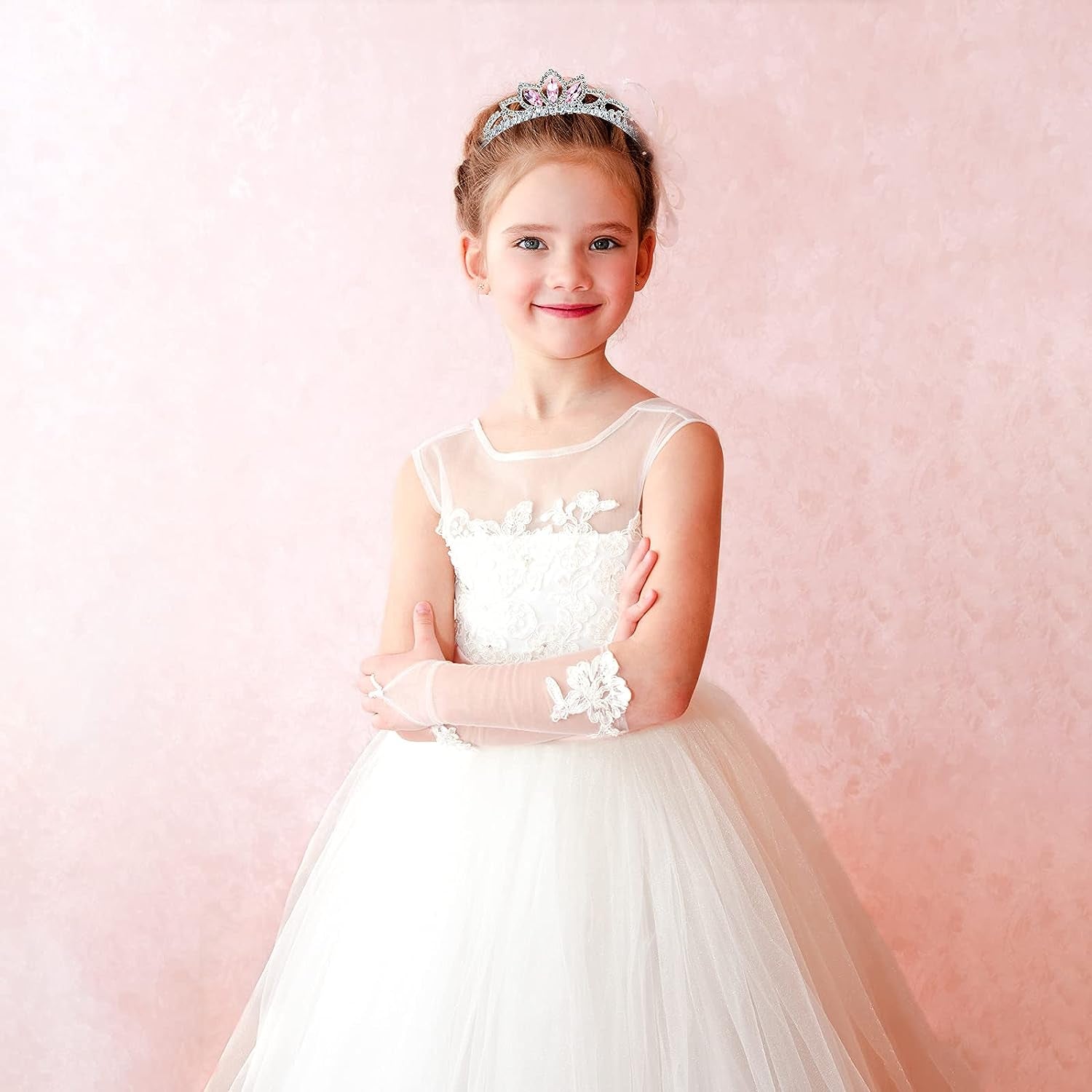 6 Pieces Girls Crown Tiara Rhinestone Crown Colorful Crystal Tiara Rhinestone Princess Crystal Headband Crown Headband for Little Girls Wedding Princess Birthday Crown Party