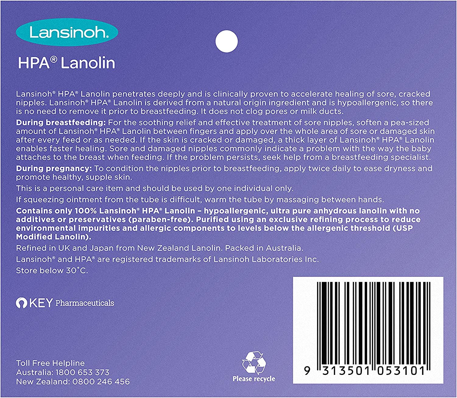 HPA Lanolin 100% Ultra Pure Lanolin, 50G, 50 Grams
