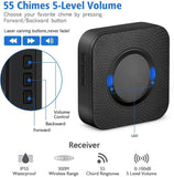 Wireless Door Bell Chime Waterproof Doorbell Plugin Receiver 300M Long Range Remote Door Bell Ringer Wireless Portable Doorbell with 1 Waterproof Transmitter and 2 Plug-In Receivers