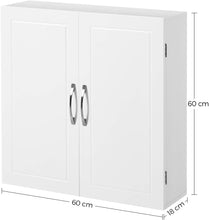 Load image into Gallery viewer, BBC320W01 Scandinavian Style Bathroom Cabinet with 2 Adjustable Shelves 60 X 18 X 60 Cm Matt White
