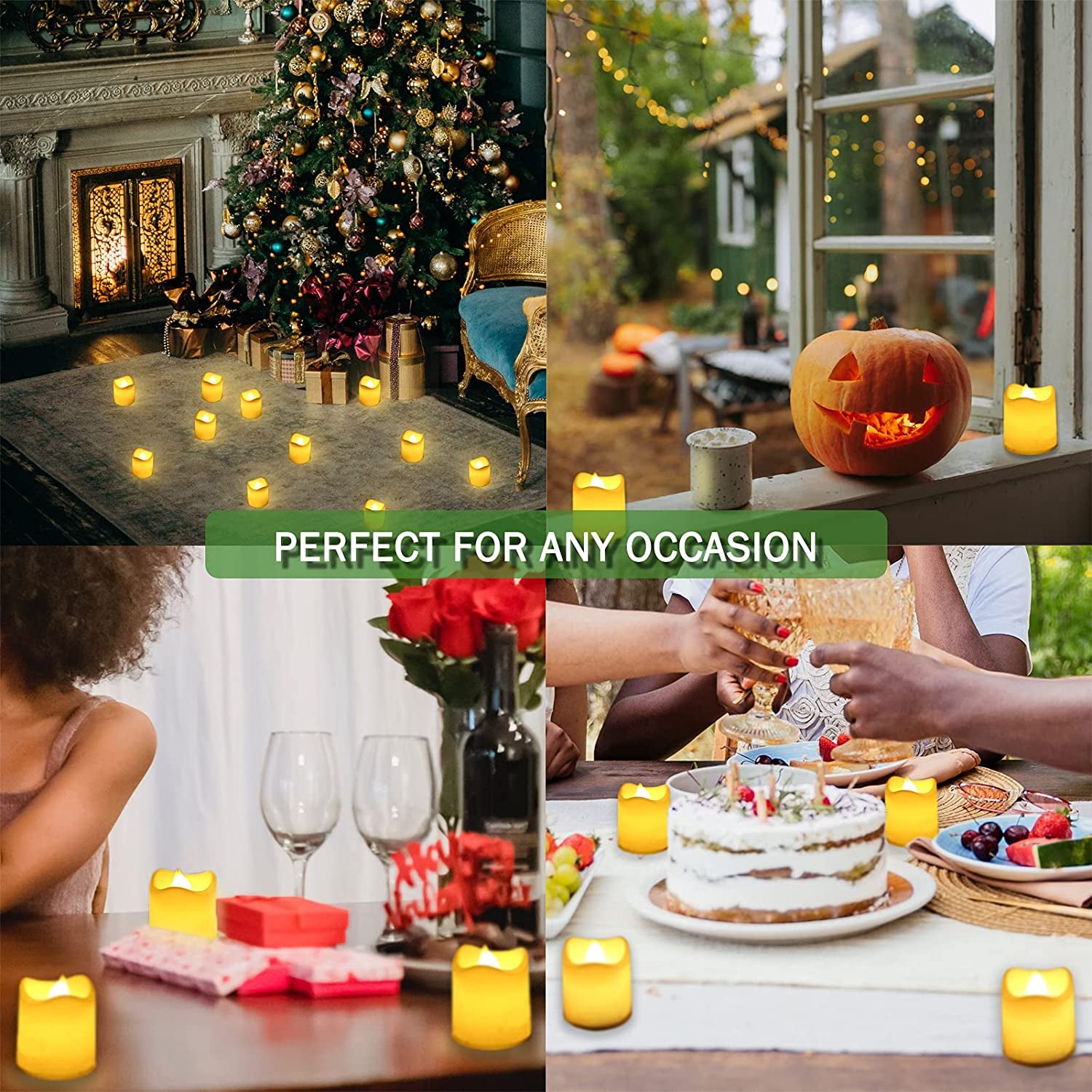 Battery Operated LED Tealights, Pack of 24, Flameless Tea Lights with Warm White Light, Electric Candles Realistic for Wedding, Table, Gift, Outdoor
