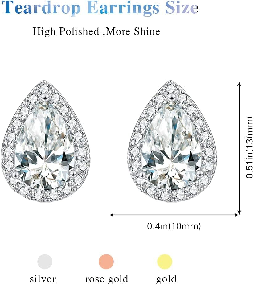 4/6 Pairs Bridesmaids Earrings Classic Cubic Zirconia Teardrop Stud Earrings for Women Girls I Couldn’T Tie a Knot without You Brides Bridesmaids Proposal Wedding Jewelry Gifts